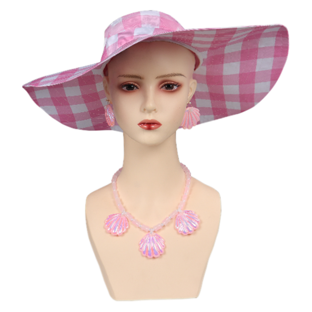 Movie 2023 Barbie Margot Robbie Barbie Kids Girls Cosplay Hat Earrings Necklace Set Halloween Costume Accessories