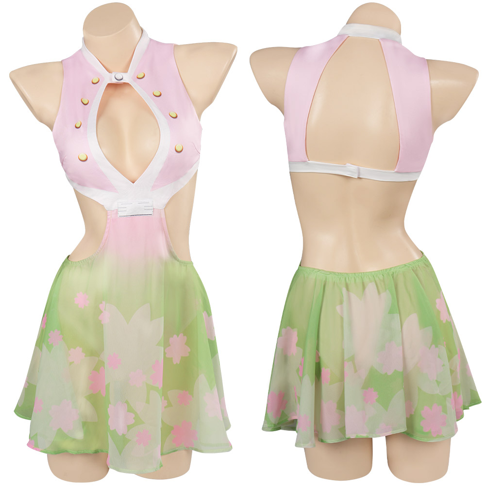 Aime Kanroji Mitsuri Cosplay Swimsuit Halloween Carnival Party Disguise Suit