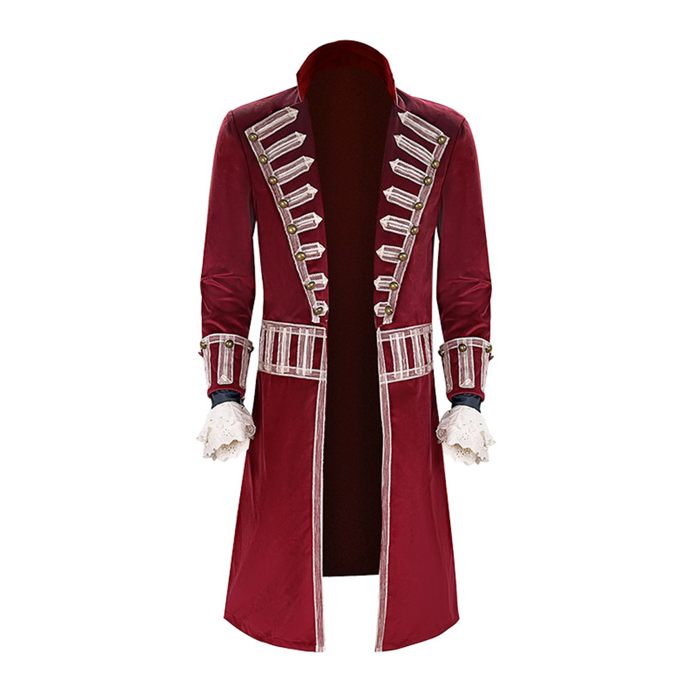 Medieval Pirate Captain Hook Men Coat Outfits Halloween Carnival Suit Cosplay Costume