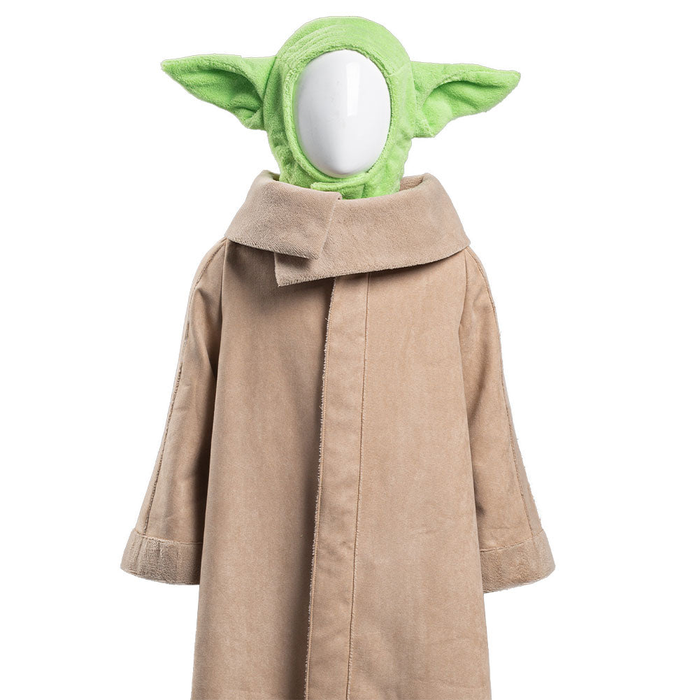 TV The Mandalorian -Baby Yoda Robe Hat Outfits Halloween Carnival Suit Cosplay Costume For Kids