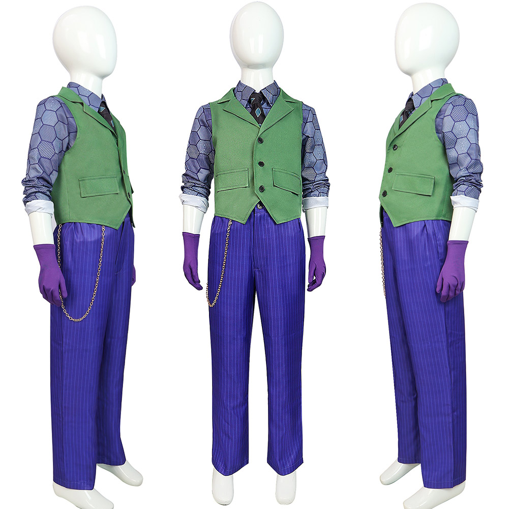  The Dark Knight Joker Outfits Halloween Carnival Suit Kids Boys Cosplay Costume