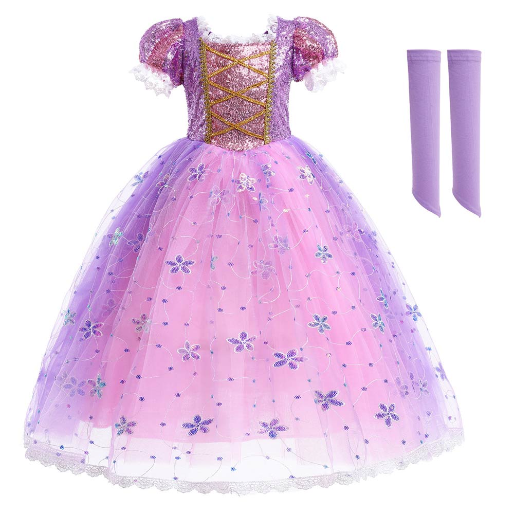 Movie Tangled Rapunzel Kids Children Cosplay Costume Outfits Halloween Carnival Party Suit