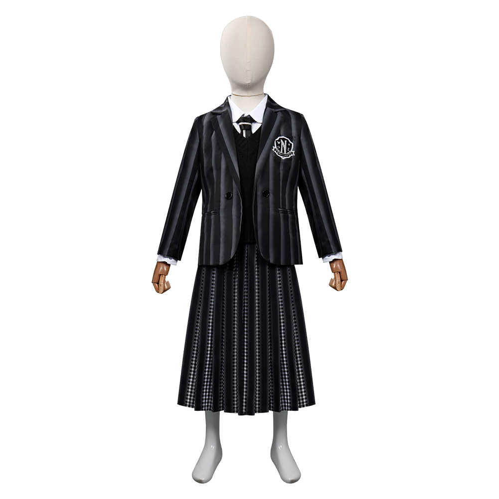 TV The Addams Family Wednesday Cosplay Costume Kids Children School Uniform Dress Outfits Party Suit