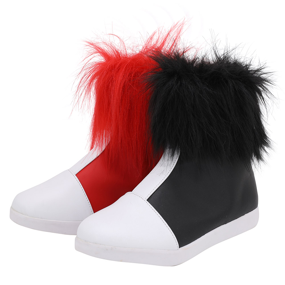 2019 Anime Harley Quinn Cosplay Shoes Boots Women Black and Red Short Fancy Boots Custom Made