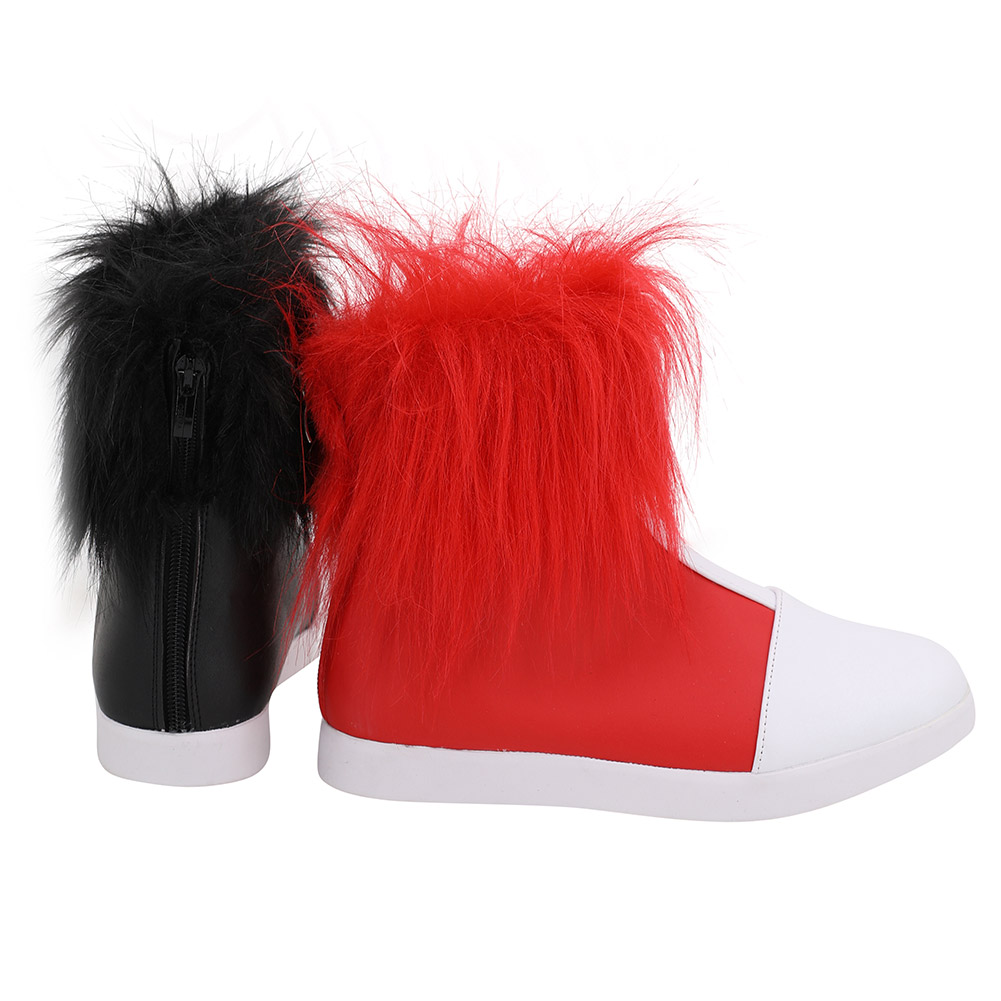 2019 Anime Harley Quinn Cosplay Shoes Boots Women Black and Red Short Fancy Boots Custom Made