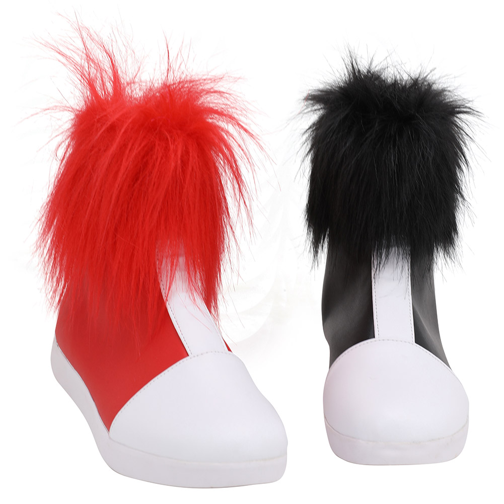 2019 Anime Harley Quinn Cosplay Shoes Boots Women Black and Red Short Fancy Boots Custom Made