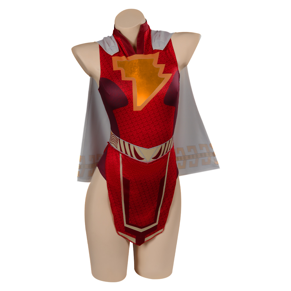 Movie Shazam! Fury of the Gods - Mary Marvel Cosplay Costume Cloak Jumpsuit Halloween Carnival Party Suit