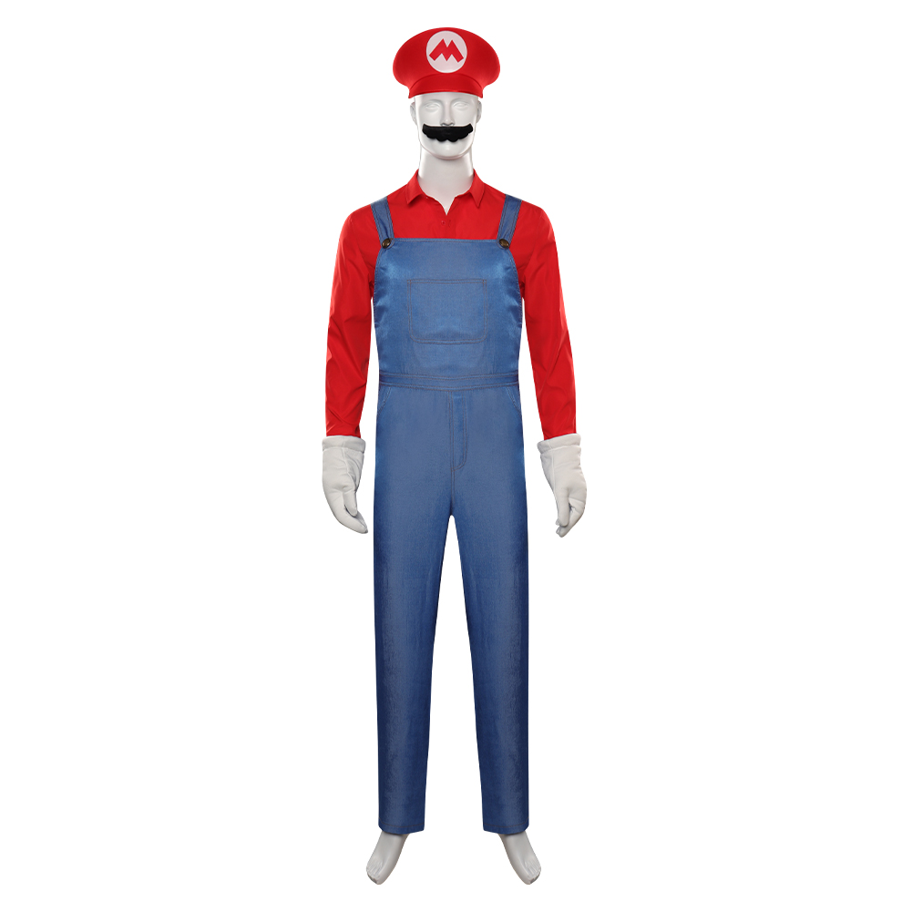 Movie The Super Mario Bros. Movie - Mario Cosplay Costume Shirt Hat Outfits Halloween Carnival Party Suit