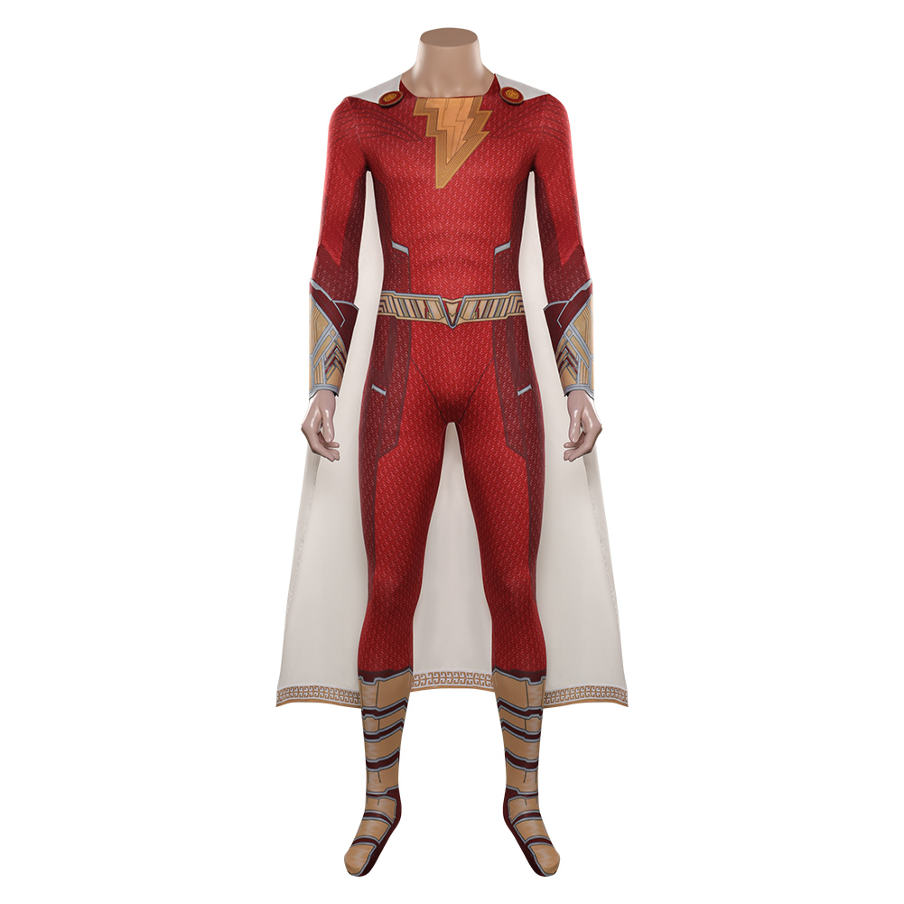Movie Shazam! Fury of the Gods-Shazam Cosplay Costume Jumpsuit Halloween Carnival Disguise Suit
