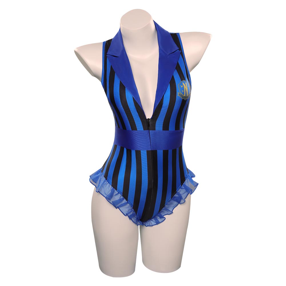 TV Wednesday Addams Wednesday Cosplay Costume Blue Swimsuit Halloween Carnival Party Suit