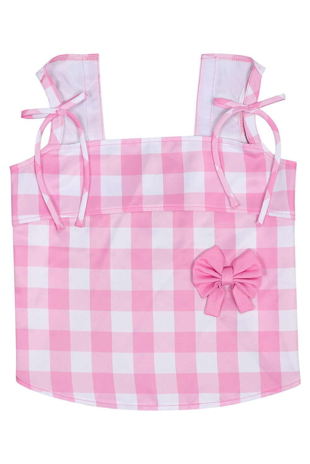 Pet Dog Pink Plaid Clothes Cosplay Costume Outfits Halloween Carnival Suit