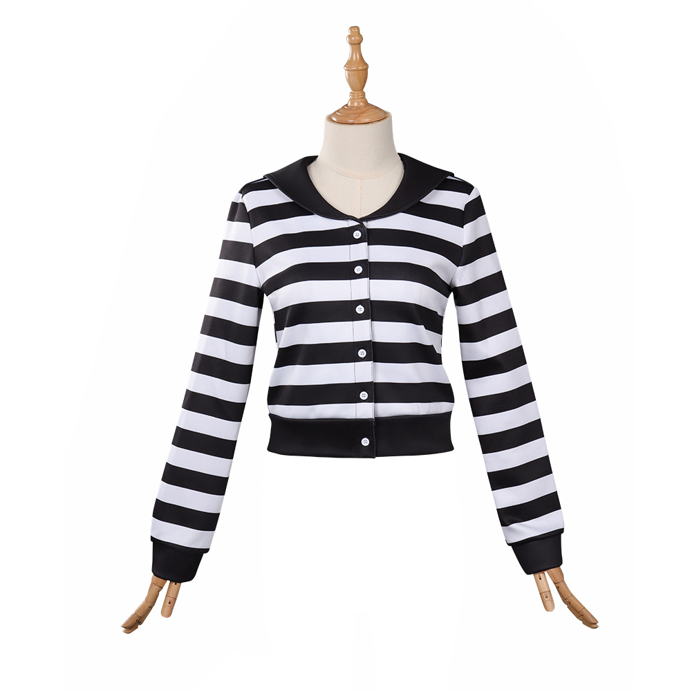 TV Wednesday (2022) Addams Cosplay Costume Printed Stripe Top Outfits 