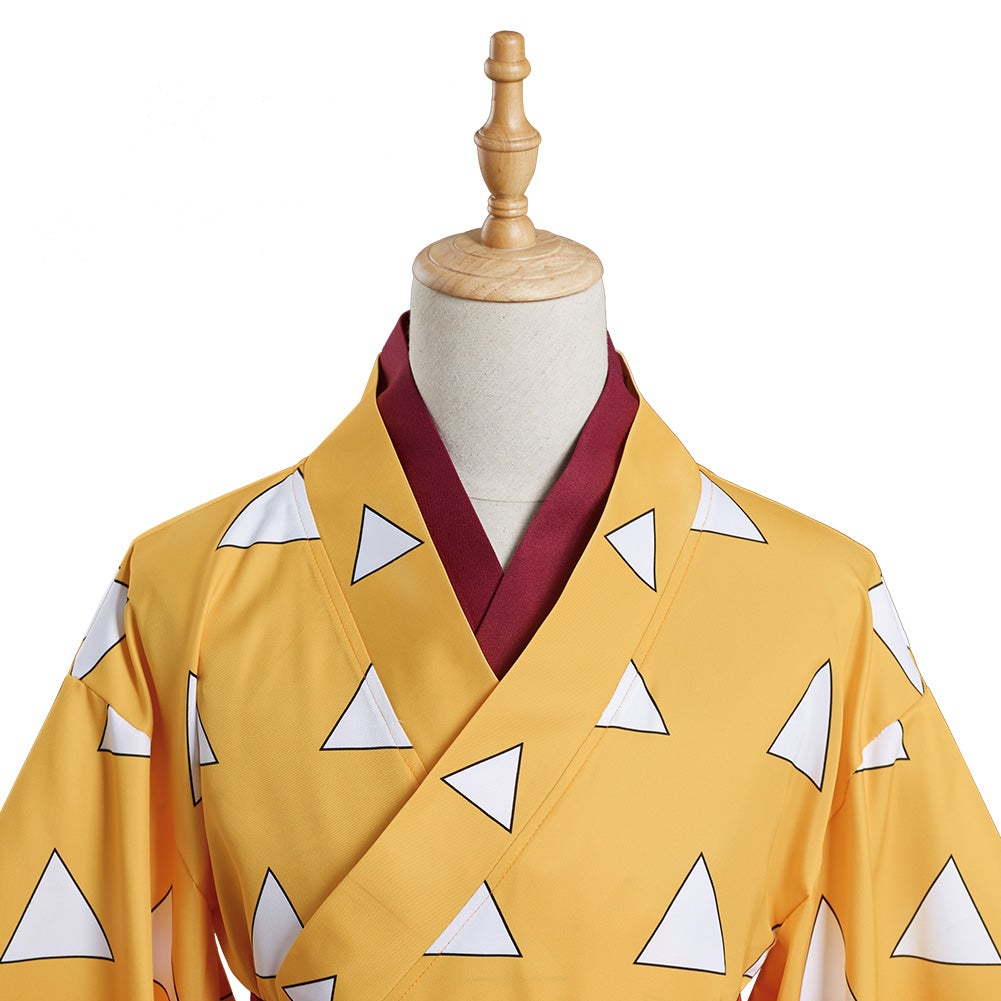 Anime Demon Slayer Agatsuma Zenitsu Kimono Cosplay Costume Festival Dress Party Outfit 