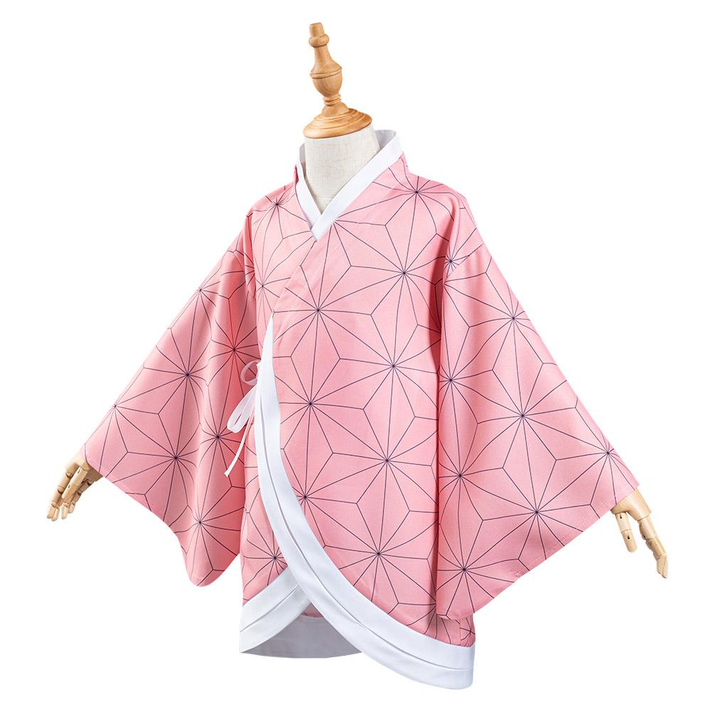 Demon Slayer: Kimetsu no Yaiba Kamado Nezuko Kimono Coat Cosplay Costume for Kids Children