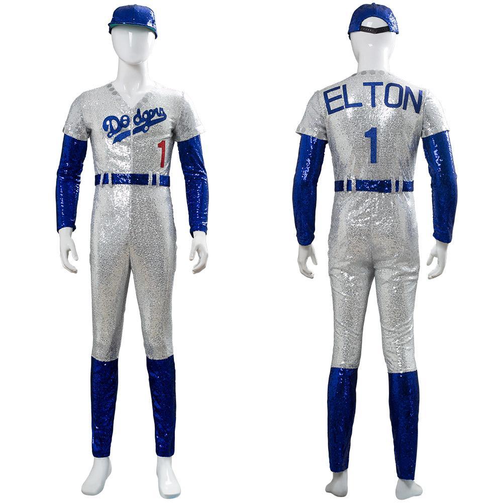 Movie Rocketman Elton John Dodgers Baseball Uniform Cosplay Costume Halloween Suit