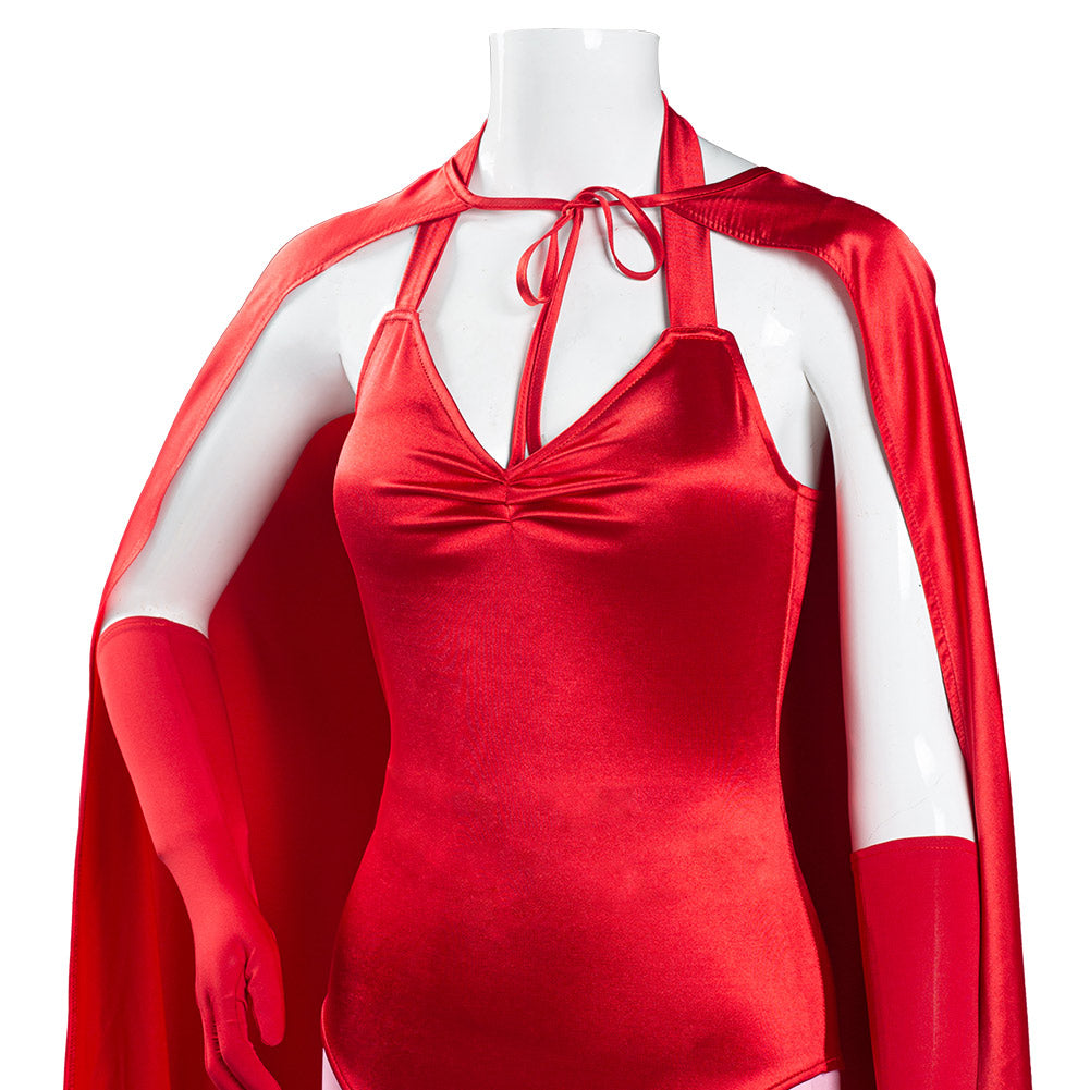 TV WandaVision Scarlet Witch Wanda Maximoff Mono Cosplay Costume Festival Party Outfit 