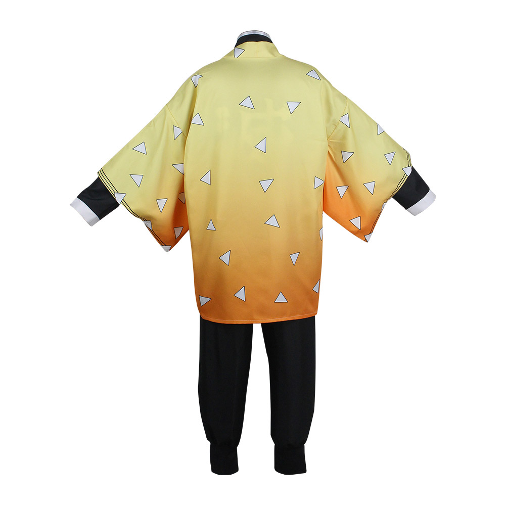 Anime Demon Slayer Agatsuma Zenitsu Cosplay Costume Outfits Halloween Carnival Suit