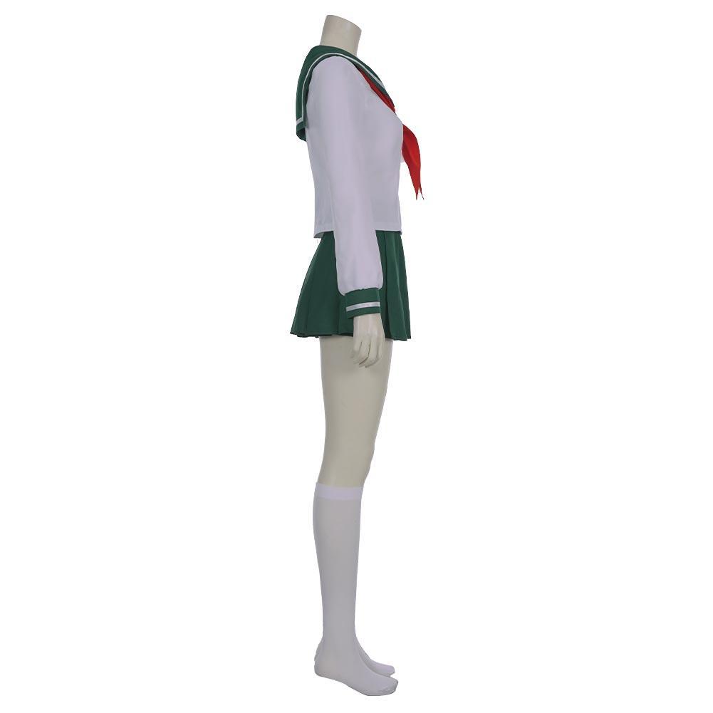 Anime InuYasha Kagome Higurashi Women Girls Uniform Skirt Outfit Cosplay Costume Halloween Carnival Costume