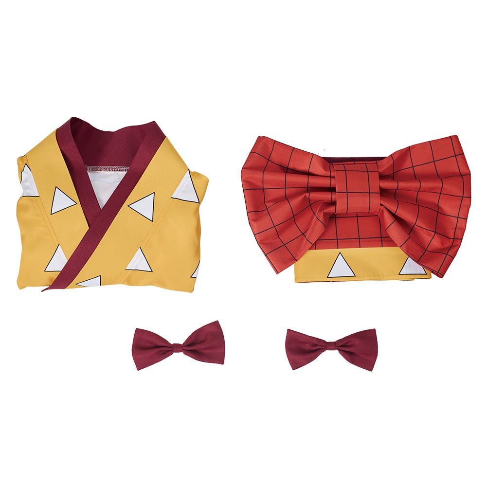 Anime Demon Slayer Agatsuma Zenitsu Kimono Cosplay Costume Festival Dress Party Outfit 