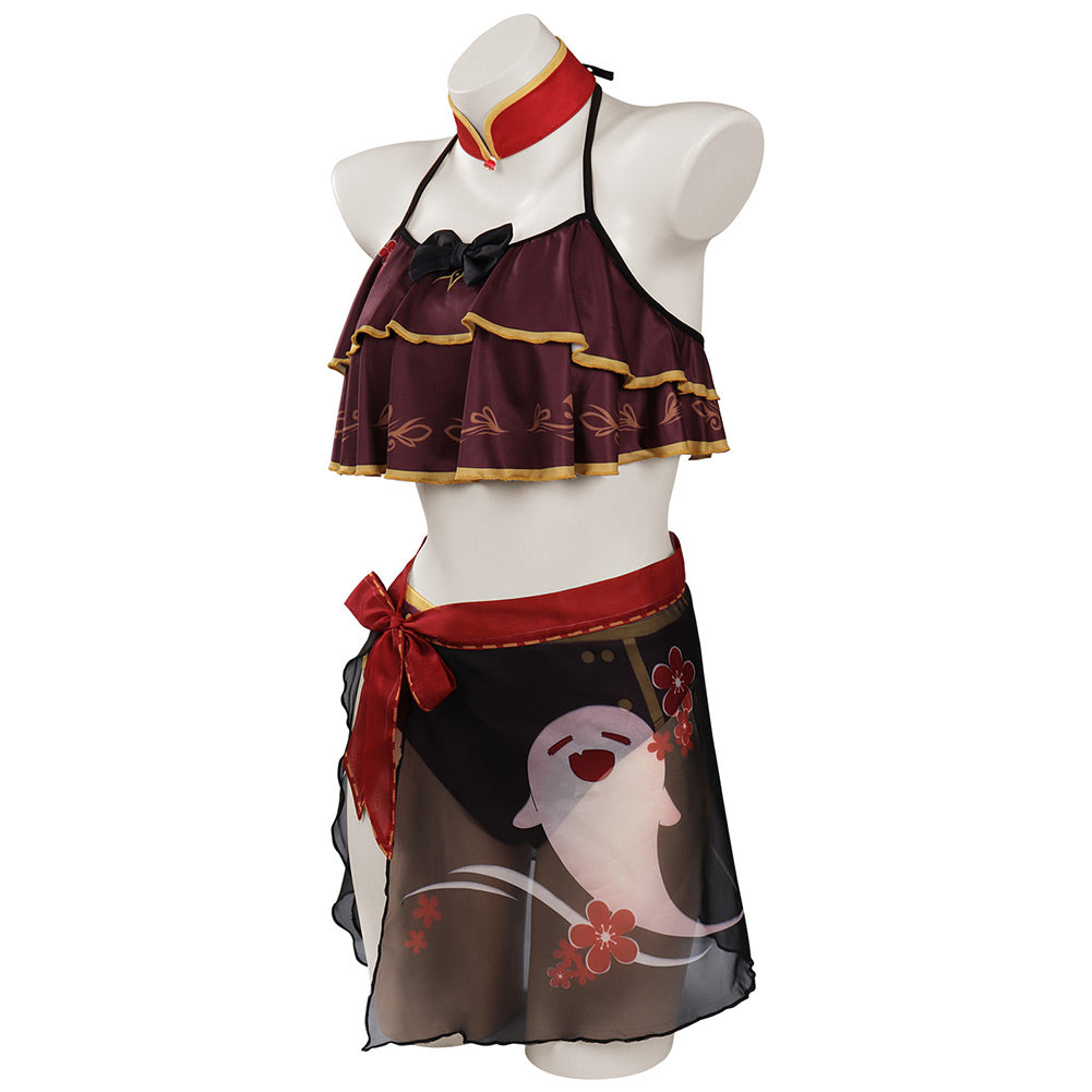 Game Genshin Impact HuTao Cosplay Party Costume Swimsuit Set Festival