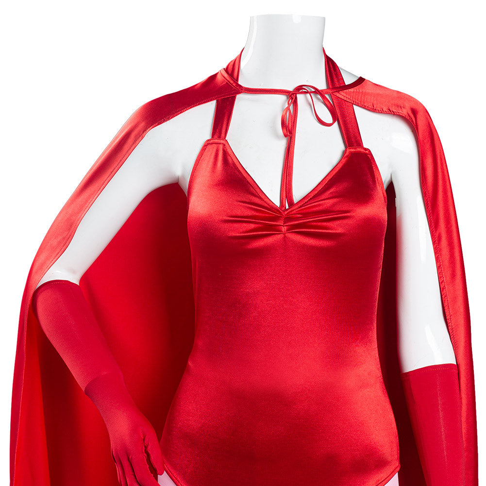 TV WandaVision Scarlet Witch Wanda Maximoff Mono Cosplay Costume Festival Party Outfit 