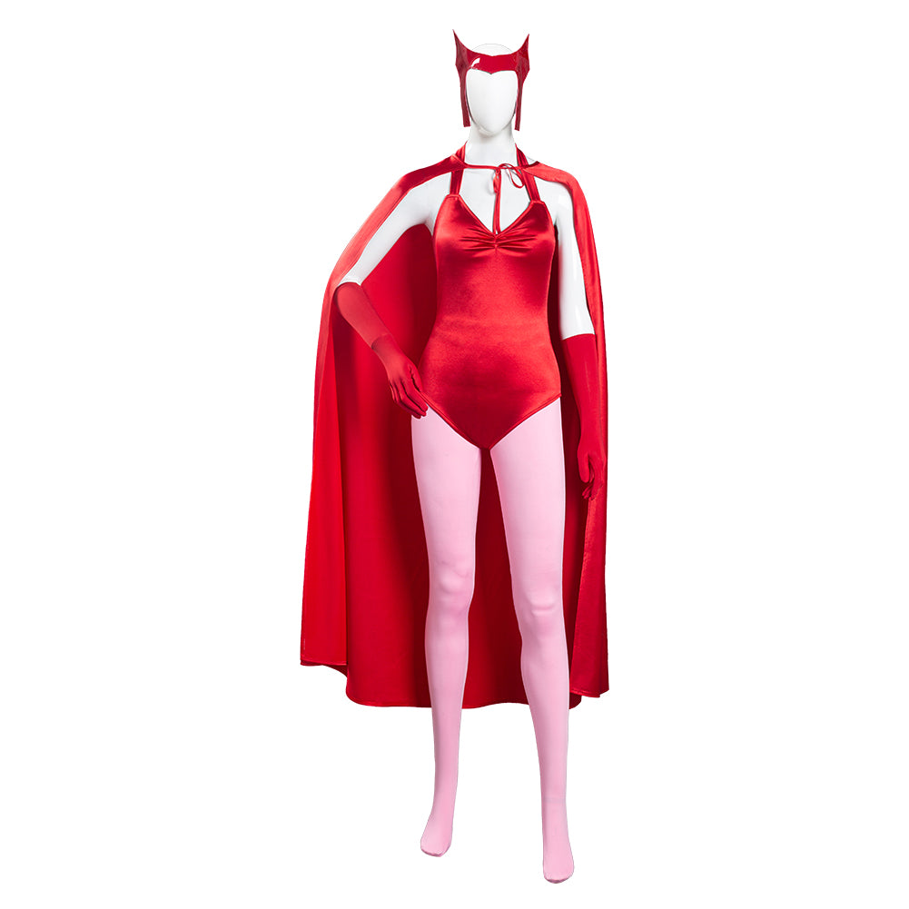 TV WandaVision Scarlet Witch Wanda Maximoff Mono Cosplay Costume Festival Party Outfit 