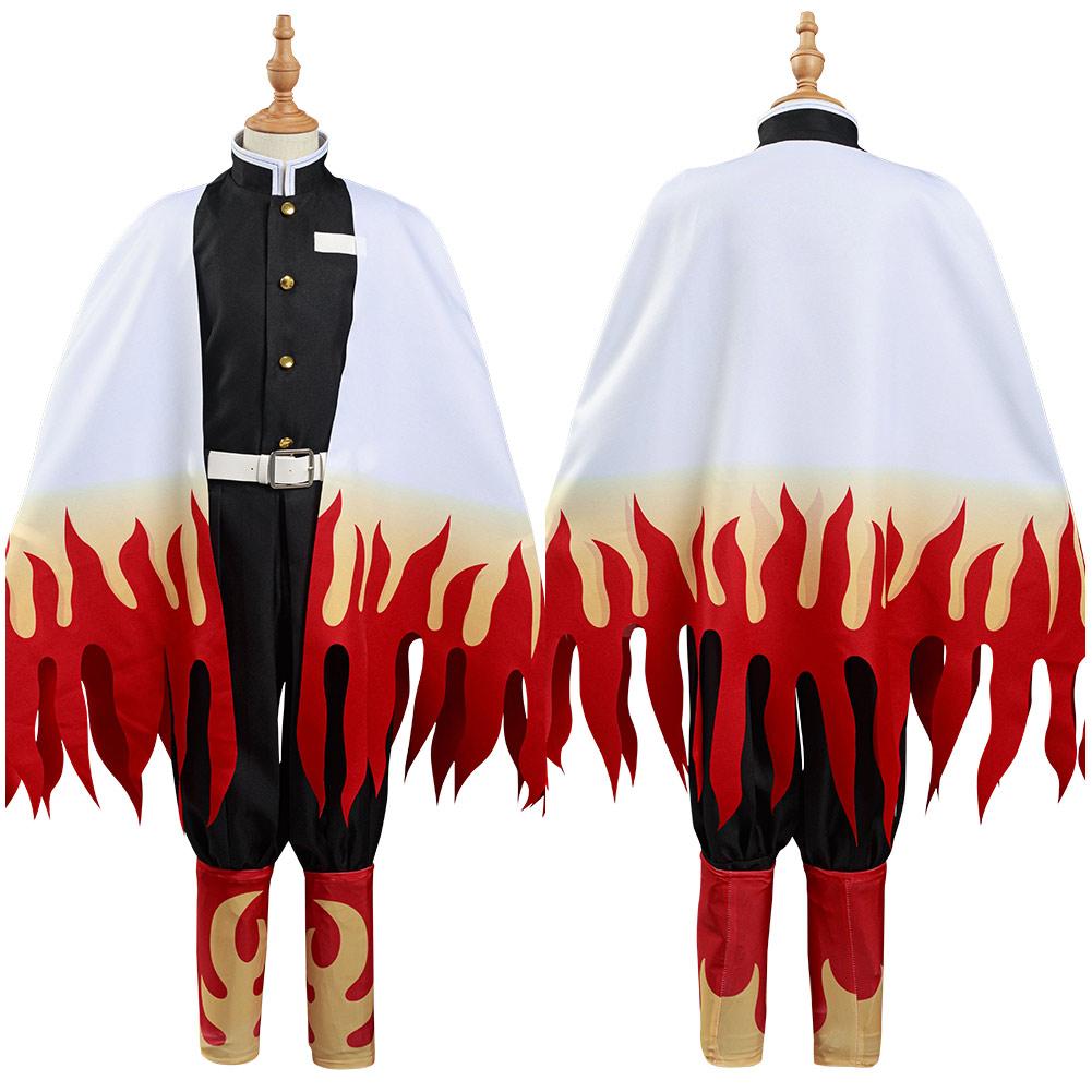 Demon Slayer: Kimetsu no Yaiba Rengoku Kyoujurou Kids Children Coat Pants Cloak Outfits Cosplay Costume Halloween Carnival Suit