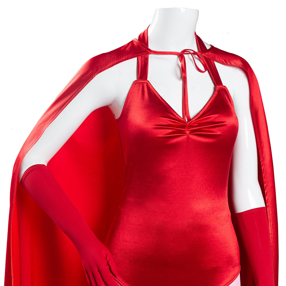TV WandaVision Scarlet Witch Wanda Maximoff Mono Cosplay Costume Festival Party Outfit 