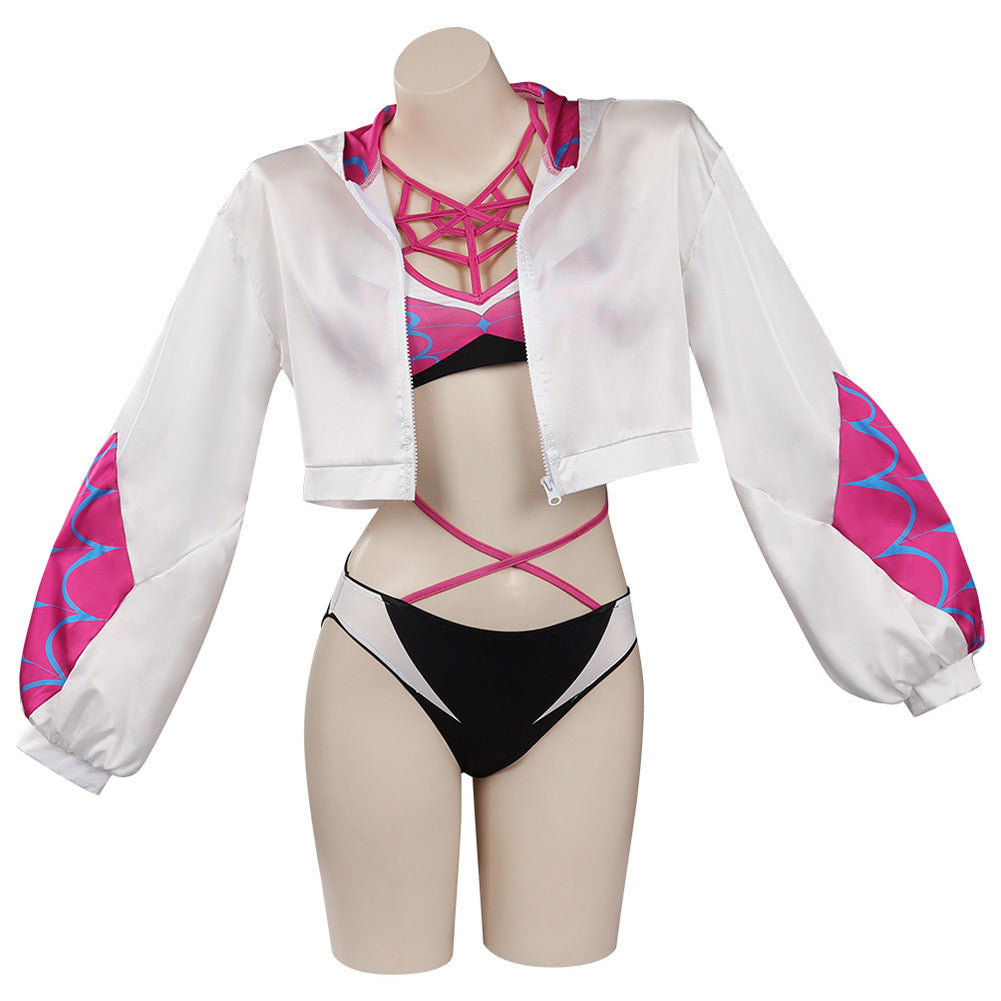 Movie Spider-Man: Across The Spider-Verse Gwen Stacy Cosplay Party Costume Swimsuit Set Festival