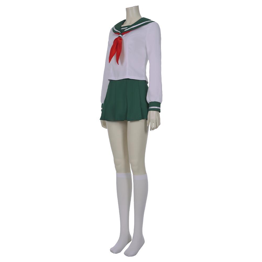 Anime InuYasha Kagome Higurashi Women Girls Uniform Skirt Outfit Cosplay Costume Halloween Carnival Costume