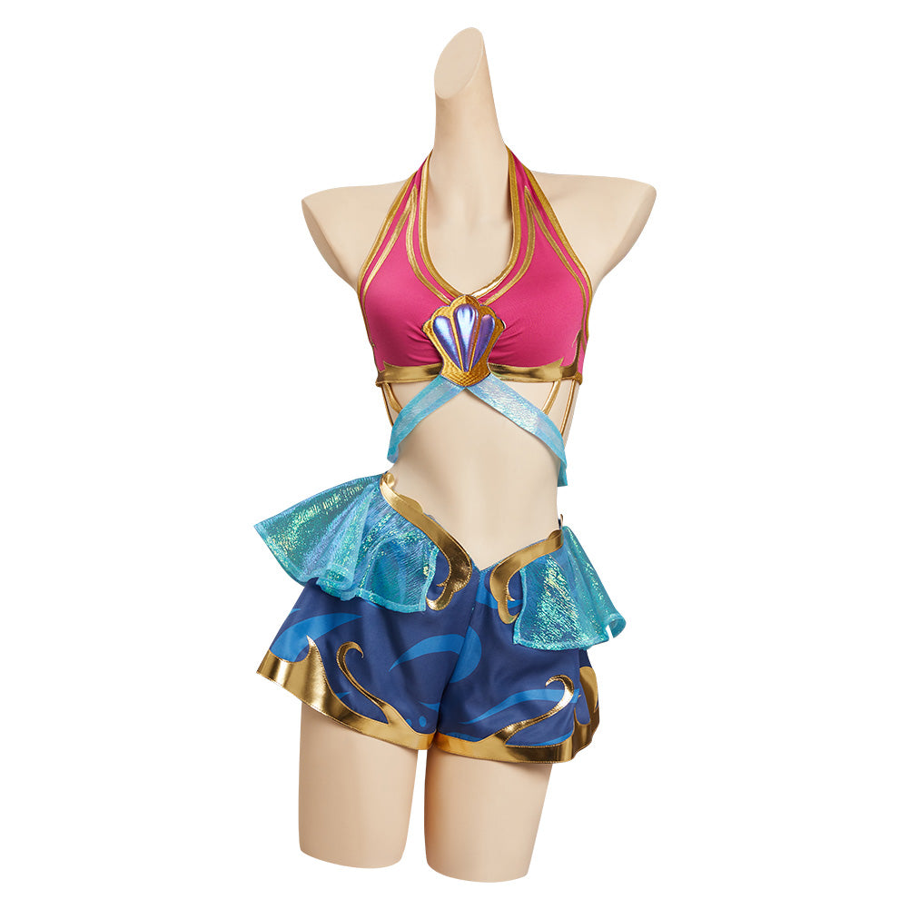 Game League of Legends LoL Seraphine Song of Ocean Cosplay Party Costume Swimsuit Set Festival