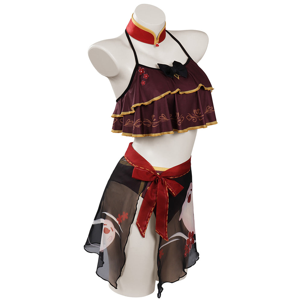 Game Genshin Impact HuTao Cosplay Party Costume Swimsuit Set Festival