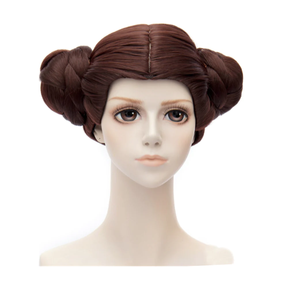Movie Star Wars Leia Cosplay Wig Heat Resistant Synthetic Hair Carnival Halloween Party Props