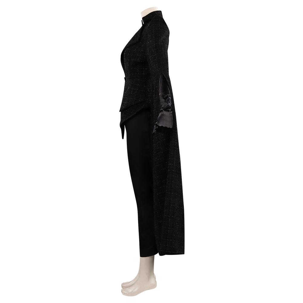 Cruella Black Coat Outfit Cosplay Costume Halloween Carnival Suit
