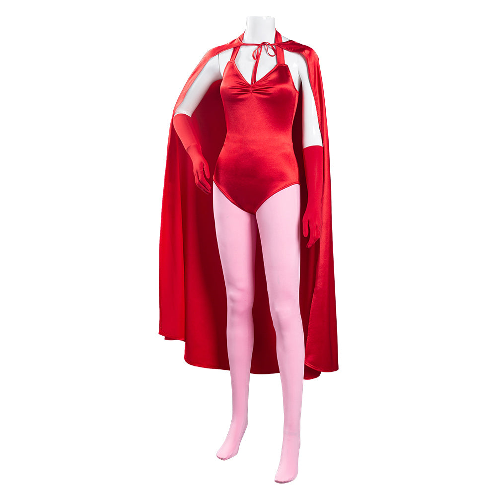 TV WandaVision Scarlet Witch Wanda Maximoff Mono Cosplay Costume Festival Party Outfit 