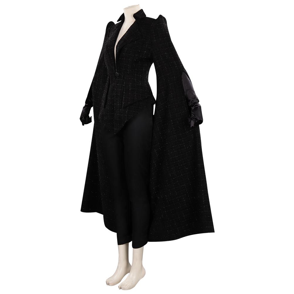 Cruella Black Coat Outfit Cosplay Costume Halloween Carnival Suit