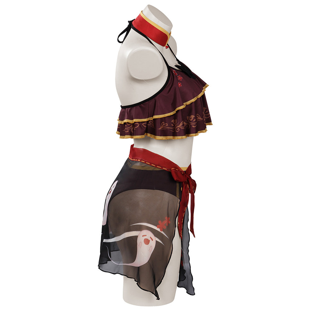 Game Genshin Impact HuTao Cosplay Party Costume Swimsuit Set Festival