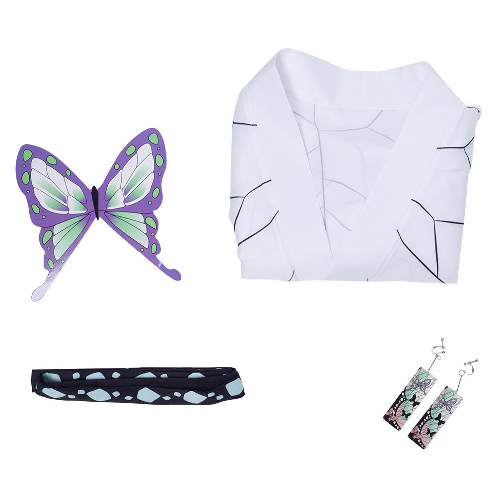Anime Kimetsu no Yaiba Kochou Shinobu Cosplay Costume Cloak Earings Belt Outfits Halloween Carnival Suit