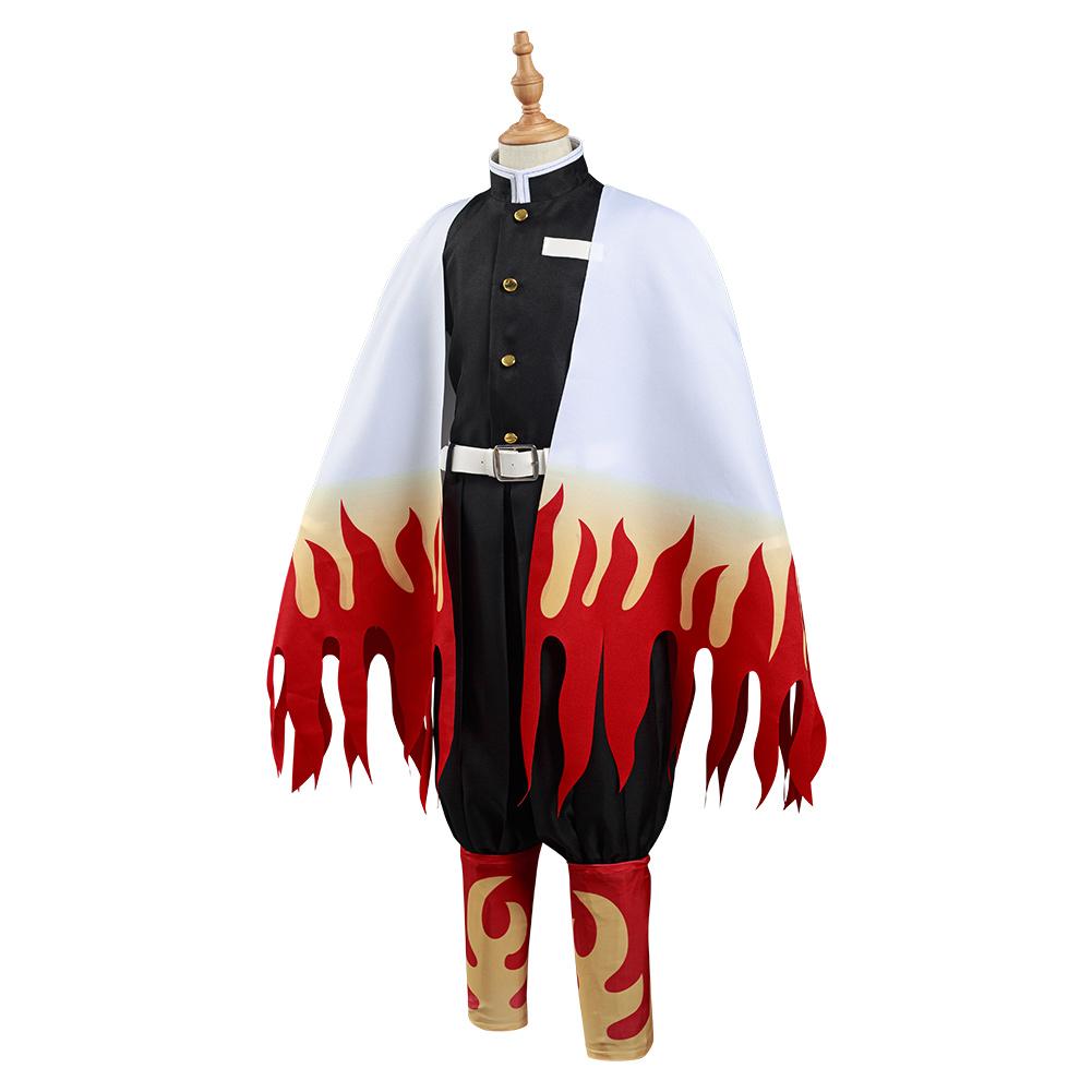 Demon Slayer: Kimetsu no Yaiba Rengoku Kyoujurou Kids Children Coat Pants Cloak Outfits Cosplay Costume Halloween Carnival Suit
