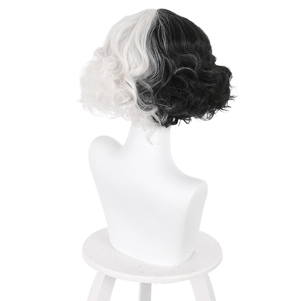 Cruella Movie Cruella de Vil Cosplay Wig Heat Resistant Synthetic Hair Carnival Halloween Party Props