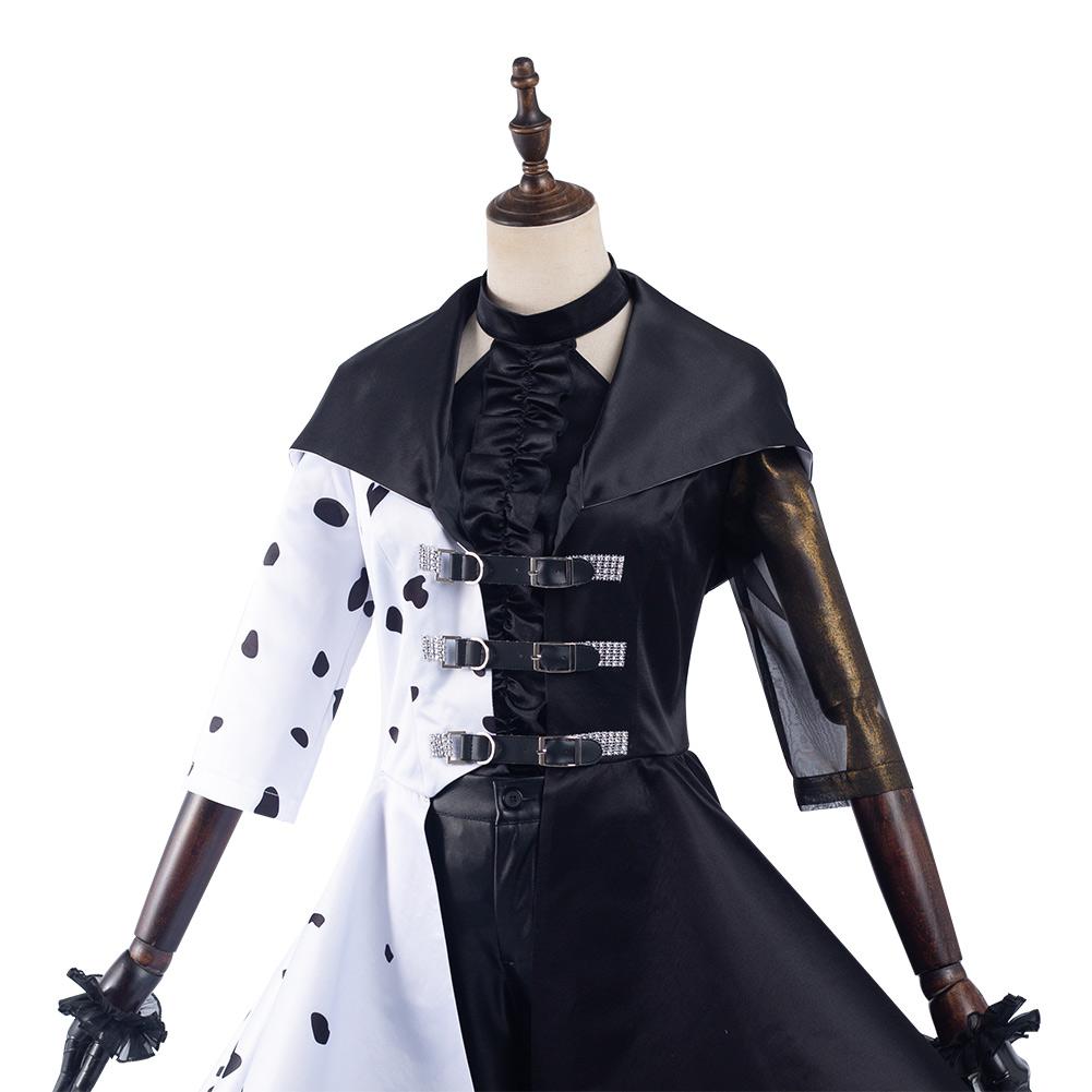 2021 Movie Cruella Cruella de Vil Cosplay Costume Dress Outfits Halloween Carnival Suit