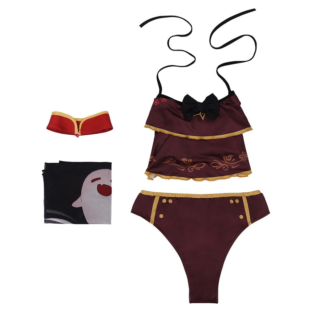 Game Genshin Impact HuTao Cosplay Party Costume Swimsuit Set Festival