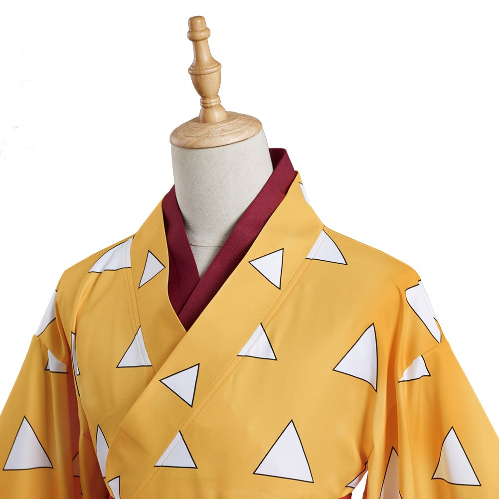 Anime Demon Slayer Agatsuma Zenitsu Kimono Cosplay Costume Festival Dress Party Outfit 