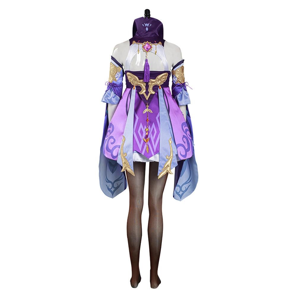 Game Genshin Impact Keqing Cosplay Costume Skirt Dress Outfit Set Festival Carnival Christmas