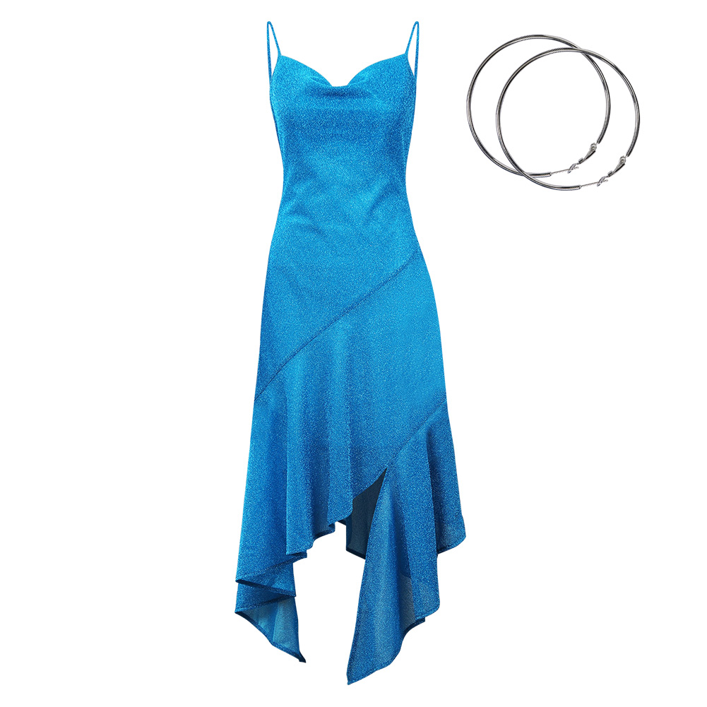 1970S Vintage Disco Dress Asymmetric Slip Dress Cosplay Costume Halloween Carnival Suit
