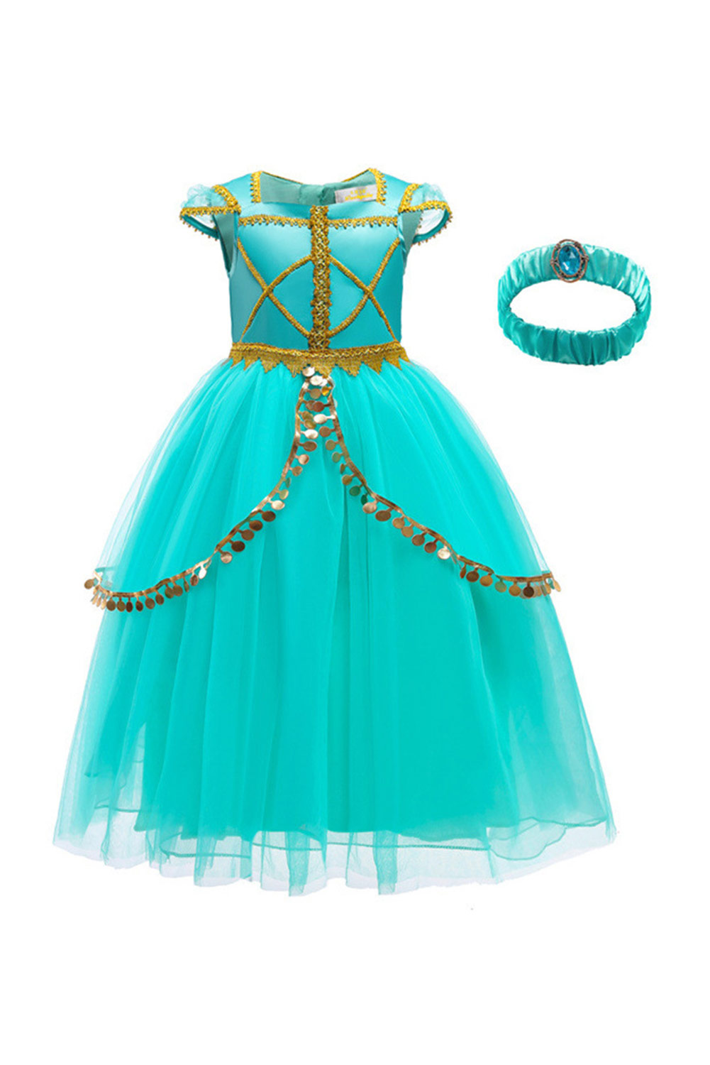 Movie Aladdin Kids Girls Jasmine Princess Dress Outfits Halloween Carnival Suit Cosplay Costume