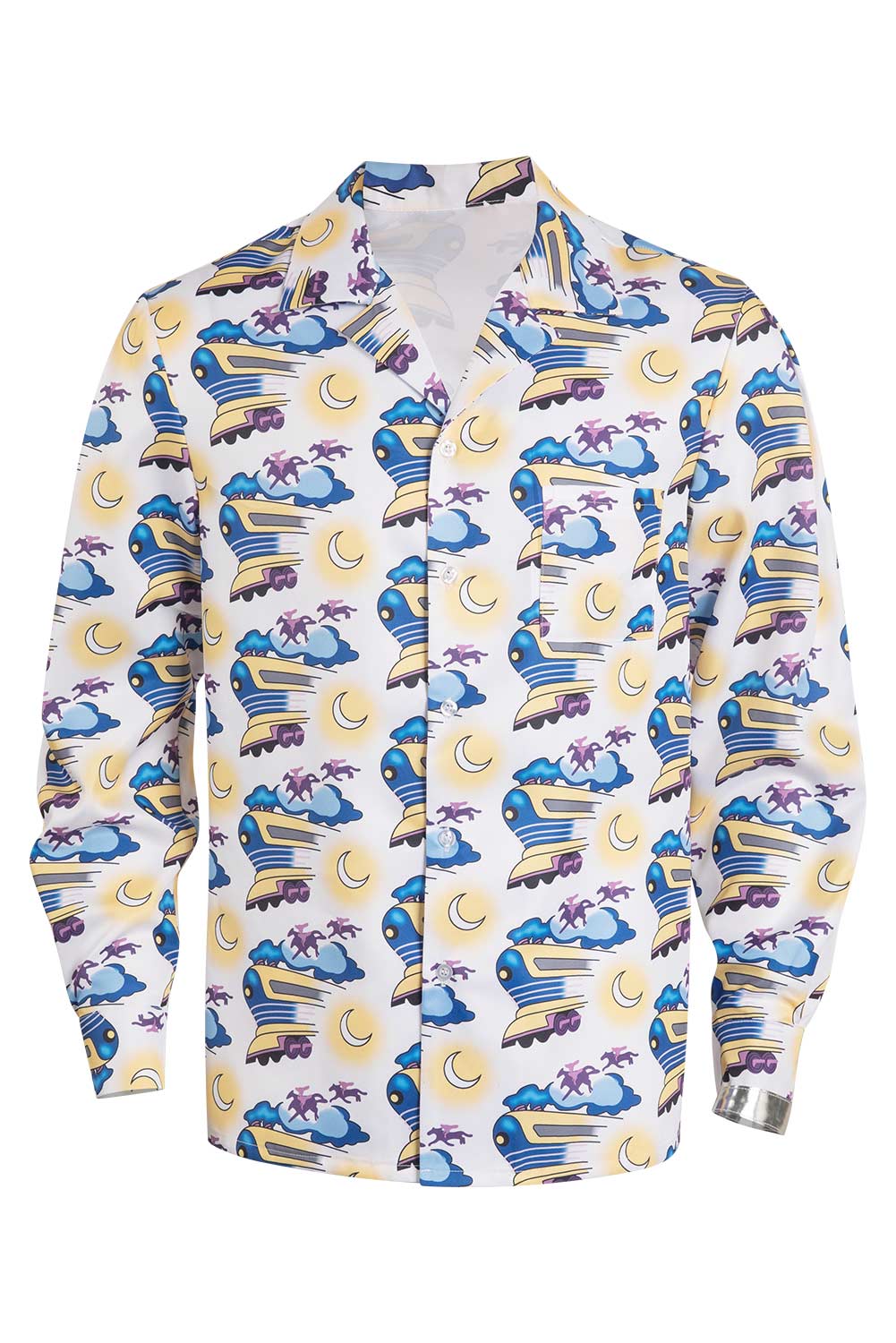 Movie Back To The Future Doc Brown Printed Shirt Halloween Carnival Suit Cosplay Costume