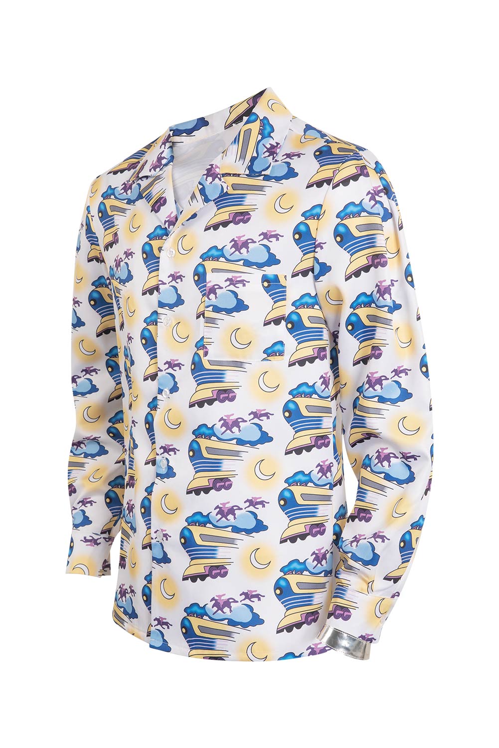 Movie Back To The Future Doc Brown Printed Shirt Halloween Carnival Suit Cosplay Costume