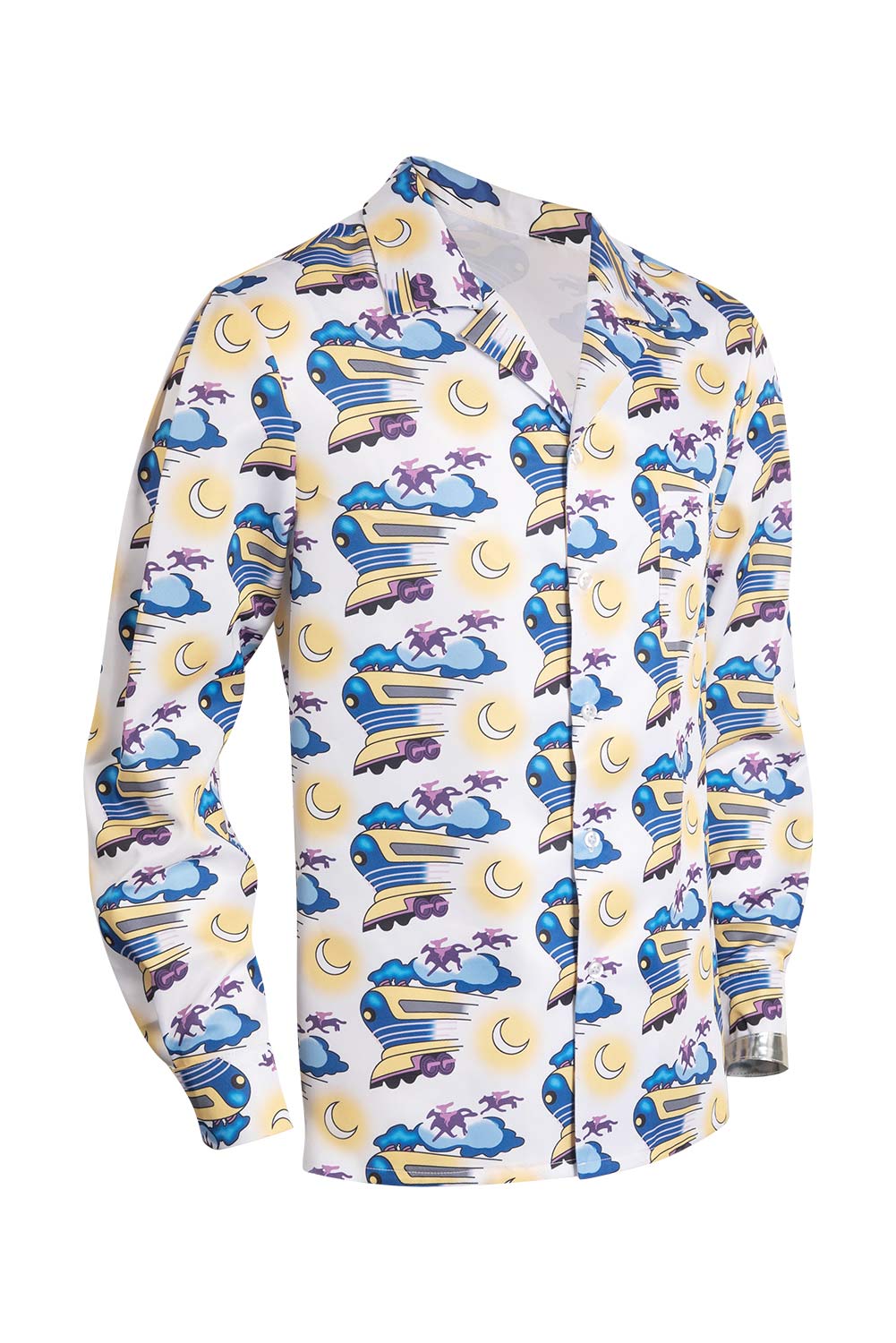 Movie Back To The Future Doc Brown Printed Shirt Halloween Carnival Suit Cosplay Costume