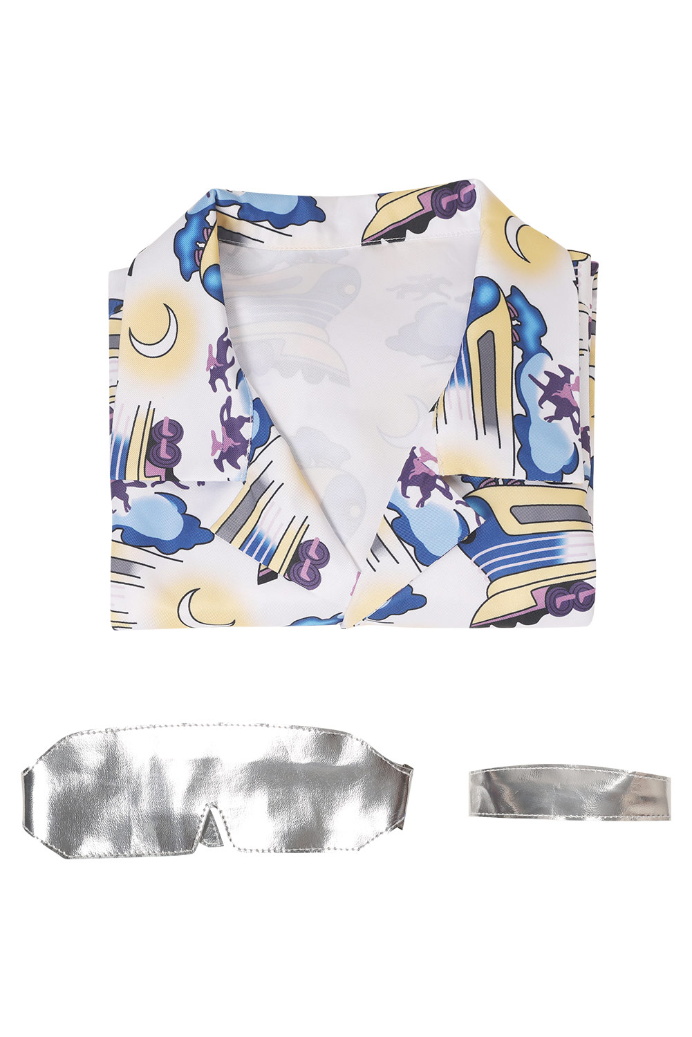 Movie Back To The Future Doc Brown Printed Shirt Halloween Carnival Suit Cosplay Costume